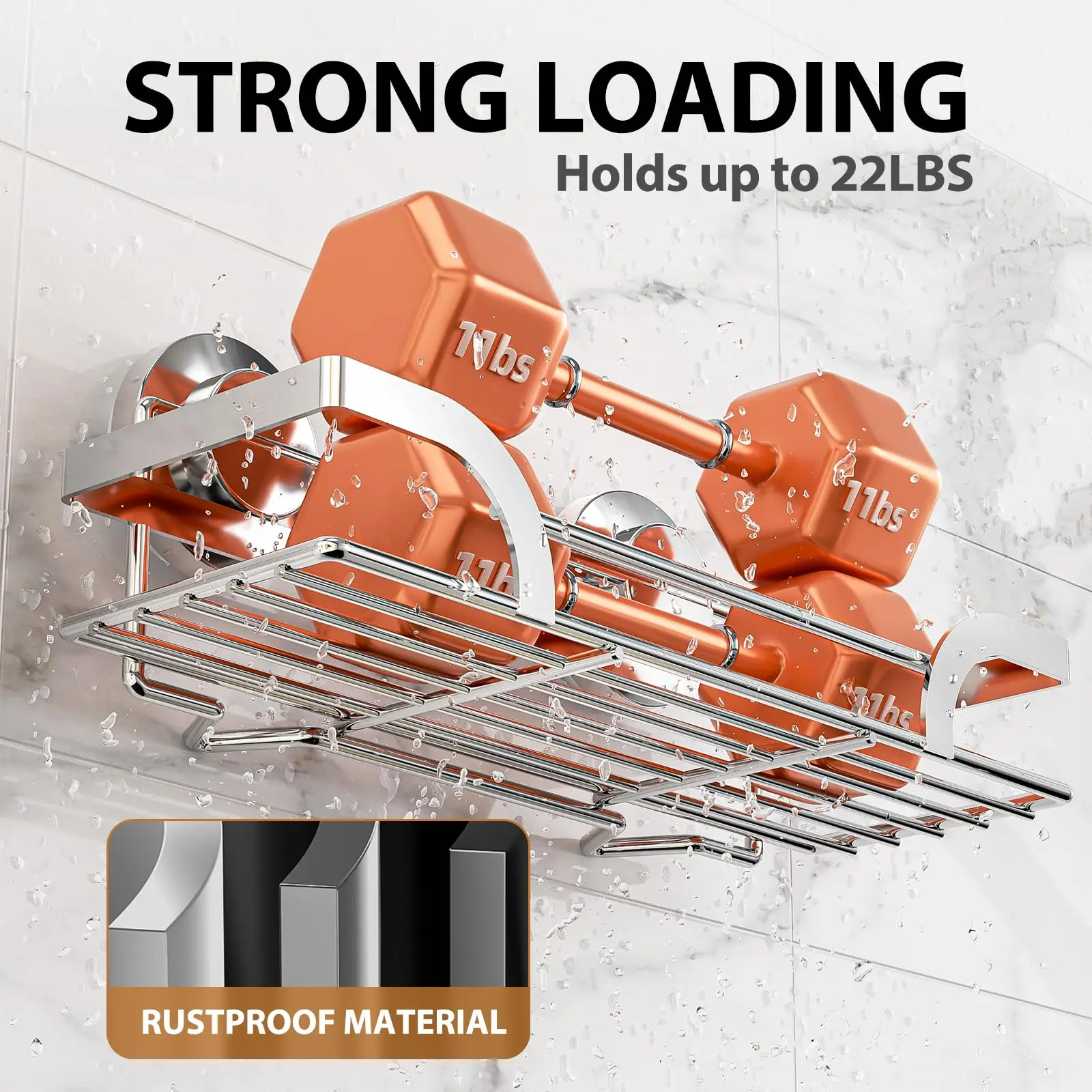 Держатель для душа TAILI на присоске 2 шт. полки внутри металлический держатель