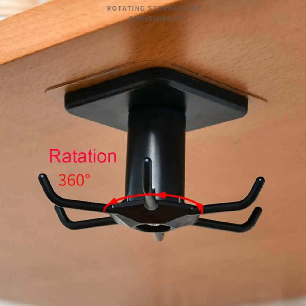 

Kitchen Accessories Cabinet Hanger Hole-free Six Claw Hook Wall Hanging Rotatable Bathroom Adhesive Hook Creative Ceiling Hanger