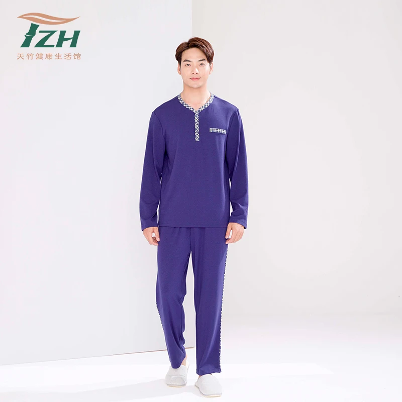 Tianzhu Brand Men's Pajamas Autumn and Winter Fashion Bamboo Fiber Material and Cotton Material Long Loungewear Soft