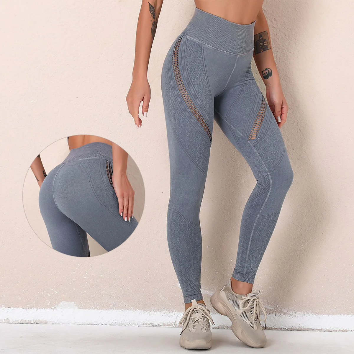 

Top Quality Women Yoga Slimming Clothes Seamless Knit High Waist Lift Hip Pants Breathable Solid Color Sports Running Fitnes Set