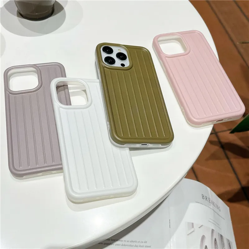 

Fasion Square Stereoscopic Long Grain Phone Case for IPhone 14 13 12 Pro Max Candy Color Luggage Case Shockproof Cover INS Pop