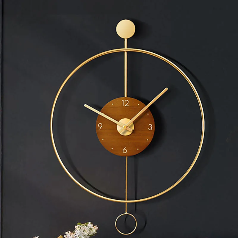 

Простые креативные настенные часы, современные скандинавские Модные металлические бесшумные настенные часы, круглая палочка клок, декор для гостиной, дома, комнаты 60