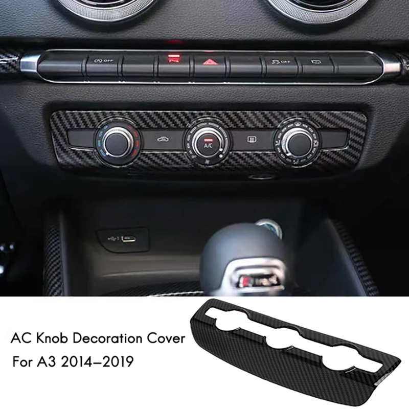 

Car Styling Carbon Fiber Central A/C Air Conditioning Knob Decoration Covers Stickers Trim For- A3 8V 2014-2019