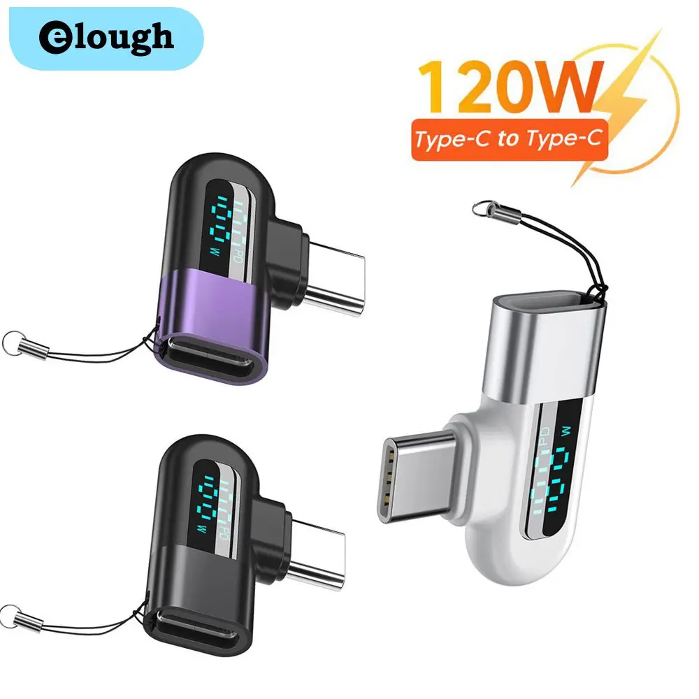Elough 120W Быстрая зарядка OTG C - Цифровой дисплей адаптер Изгиб USB разъем для MacBook Samsung