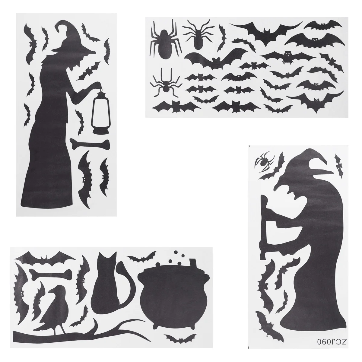 

4 Witch Bat Sticker Ceiling Sticker Spooky Wall Paster Theme Party Decors