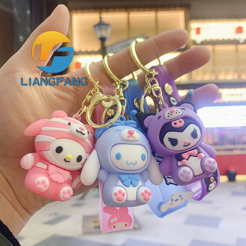 

Подвеска Sanrios в виде сумки Kuromi Melody Cinnamoroll, Автомобильный ключ Sanrio, набор аксессуаров, кольцо, рюкзак, праздничные подарки