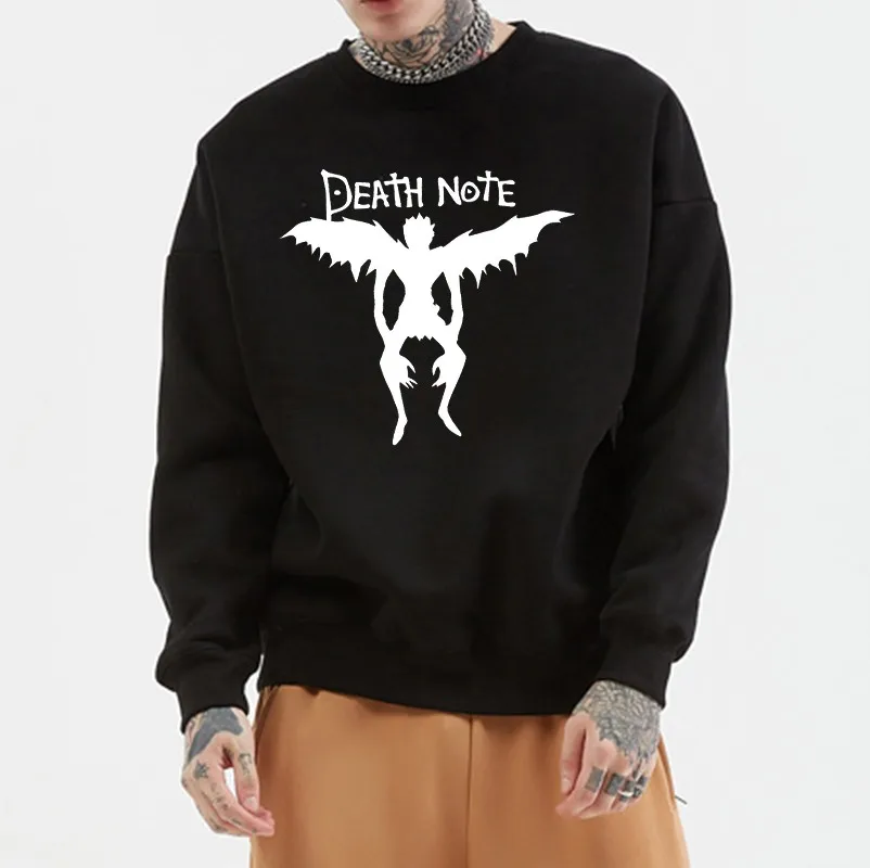 

Толстовка унисекс с капюшоном «Death Note», свитшот с аниме принтом ужасов, худи для студентов в стиле хип-хоп, уличная одежда с круглым вырезом, ...