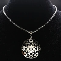 2022 fashion big flower stainless steel necklace pendants women silver color necklaces jewelry colgantes mujer moda n8175s07
