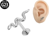 g23 titanium labret piercing lip ring snake top internal thread 16g ear tragus cartilage helix earrings labret studs jewelry
