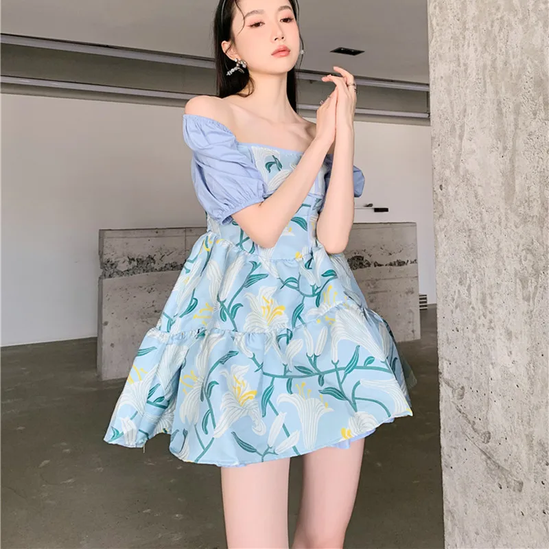 

Casual Floral Print Boho Dress Women Summer Chic And Elegant Woman Mini Dress Fashion Sexy Sleeveless Backless Female Vestidos