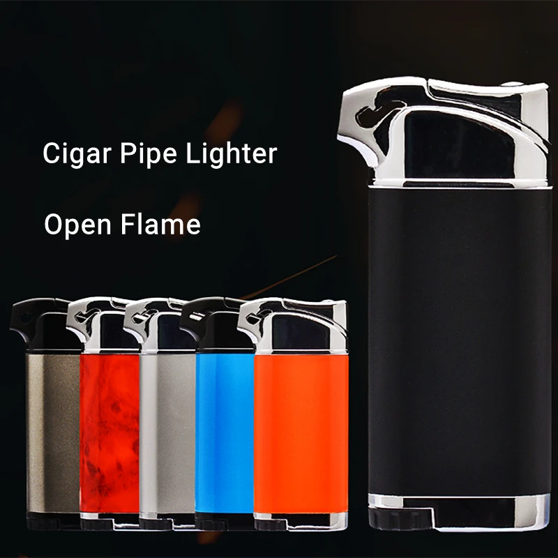 

New Windproof Torch Jet Pipe Cigar Lighter Metal Gas Cigarette Lighter Open Fire Flame Butane Inflated Smoking Gadgets Gift