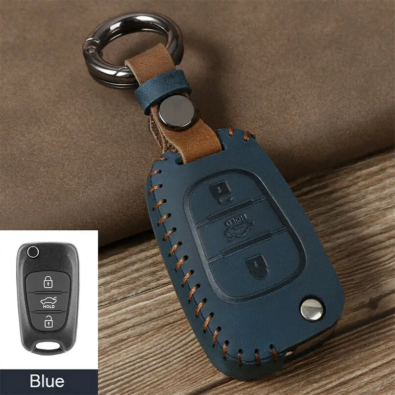 

3 Button Retro Leather Flip Key Case Cover Holder Shell For KIA Rondo Sportage Soul Rio For Hyundai I30 IX35 Avante Verna