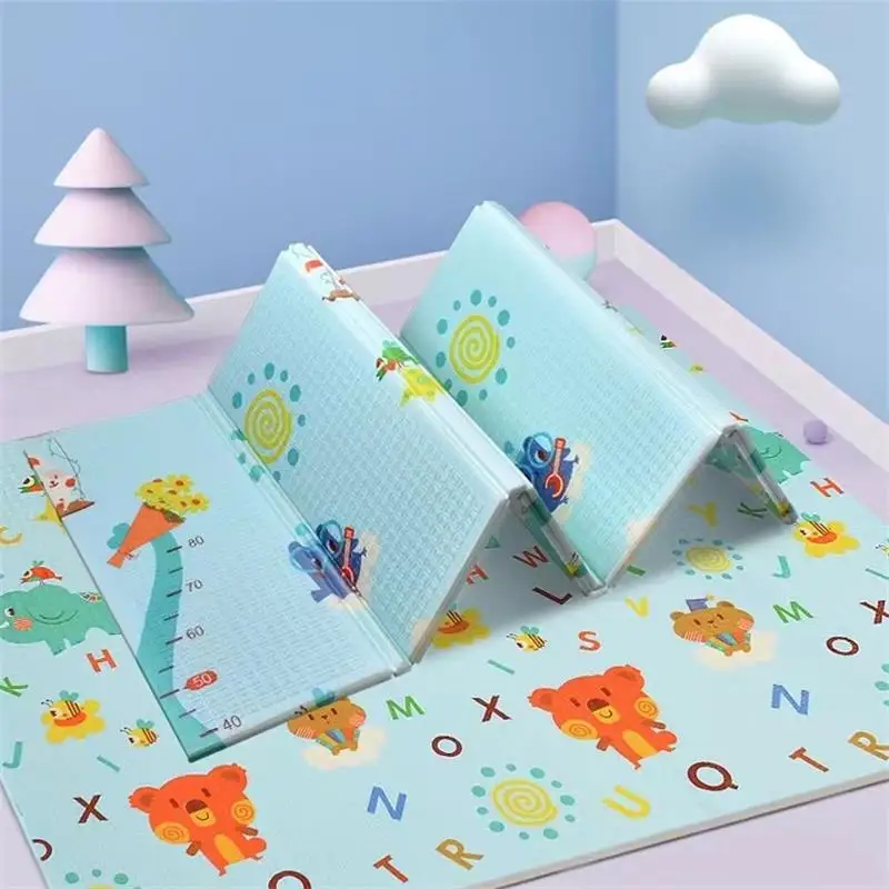 2pcs 180cm X 160cm Foldable Cartoon Baby Play Mat Xpe Educational Kids Mat Baby Crawling Mat Kids Rug Baby Play Mat Kids Toys