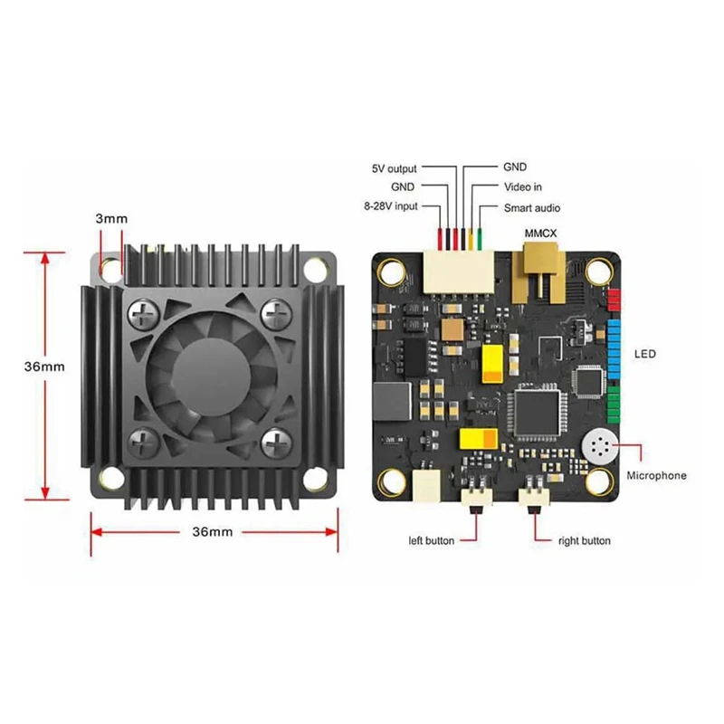 Для AKK Ultra 5 8G 3000 МВт 3 Вт FPV VTX с вентиляторным микрофоном 10 км + видеопередатчик для