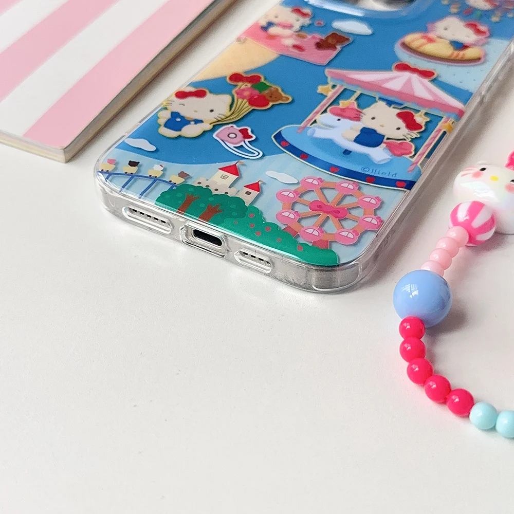 Чехол для IPhone 16 15 14 13 12 Pro Max с рисунком Hello kitty и шнурком