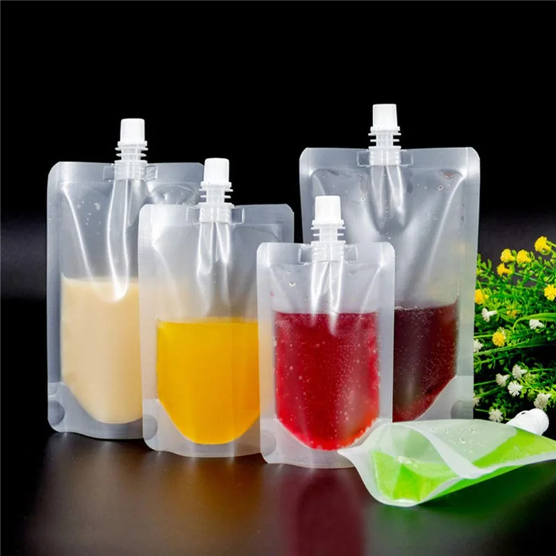 

50PCS 500Ml Liquid Stand Bag Leak Proof Drink Packaging Bag Spout Pouch for Beverage Juice Milk Coffee Storage