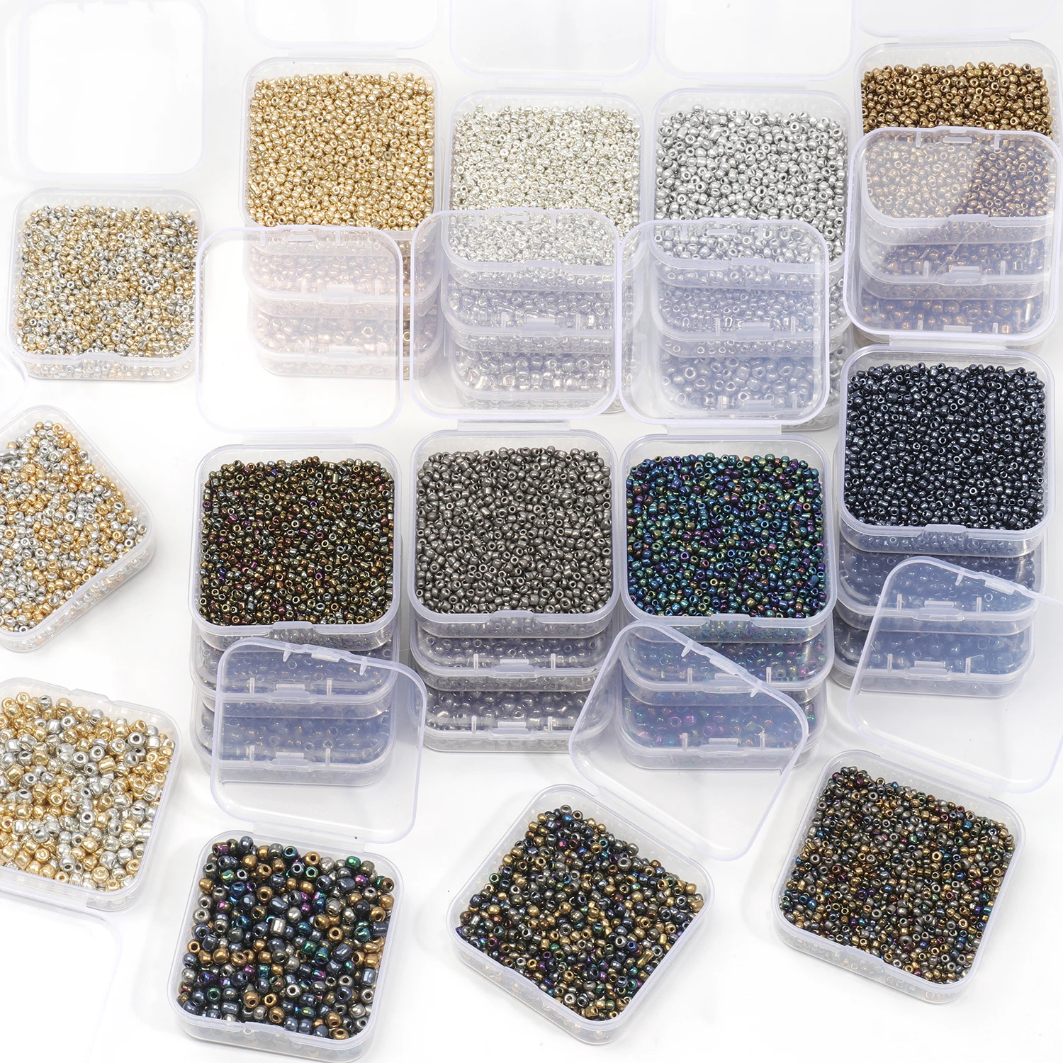 Стеклянные бусины с покрытием в коробке 2 мм 3 4