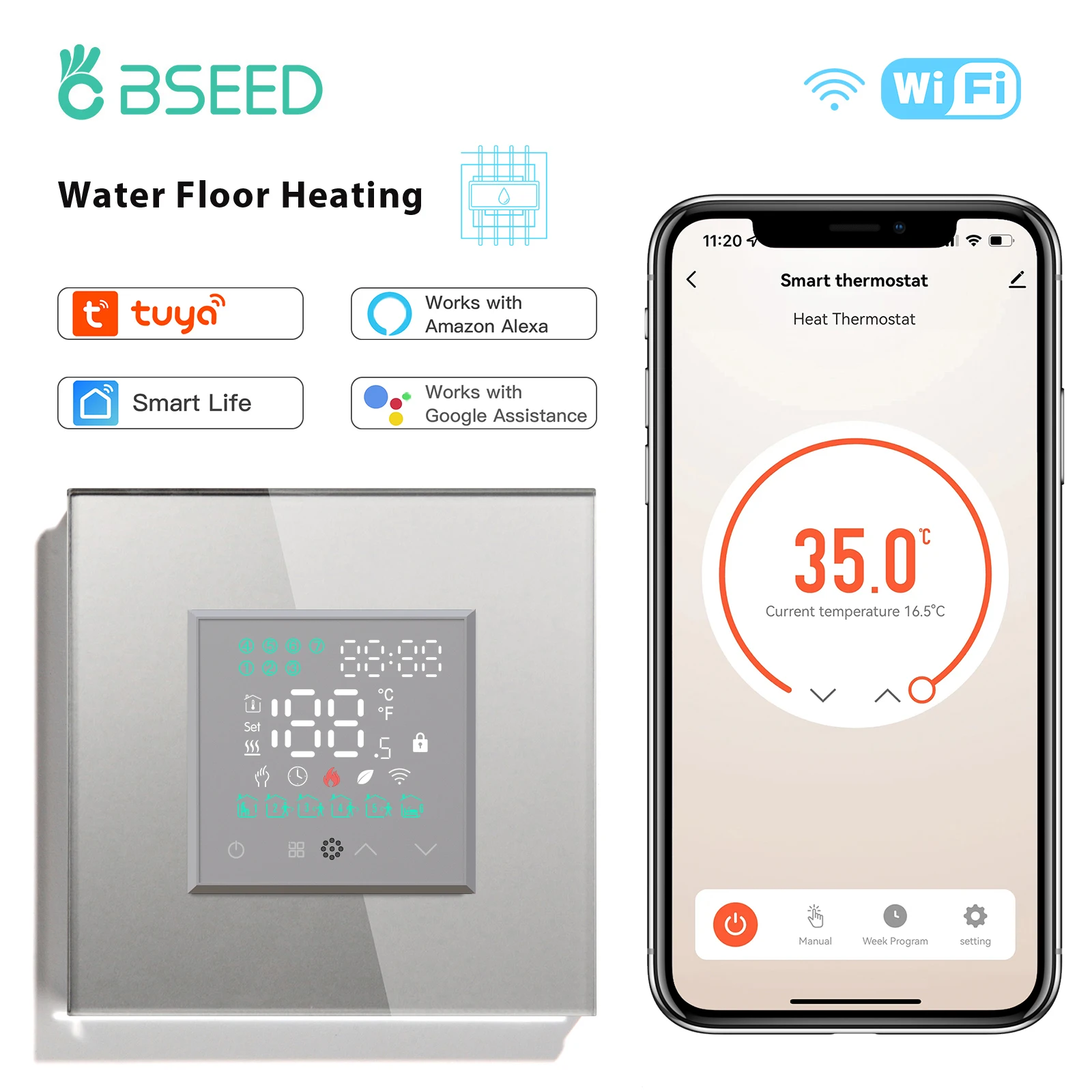 

Термостат BSEED Wi-Fi для электрического и водяного отопления