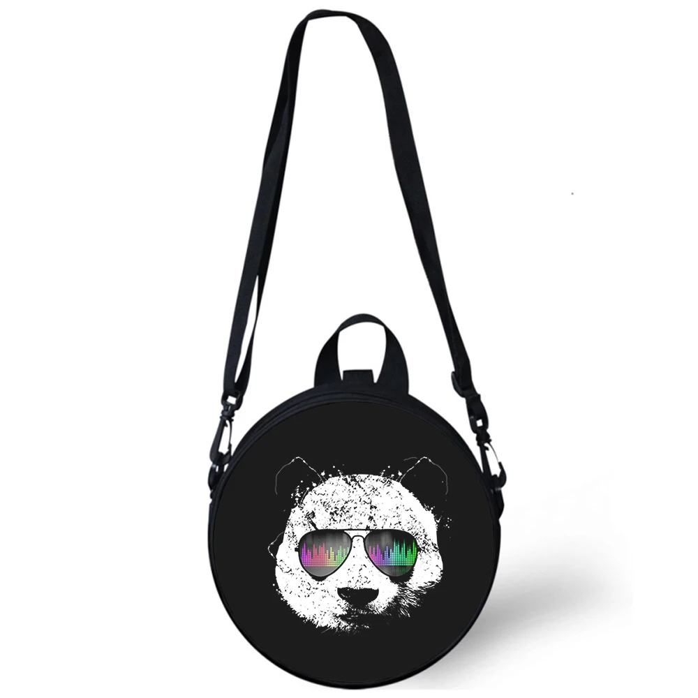 Street fashion panda Child kindergarten Bag 3D Print Crossbody Shoulder Bags For School Women Mini Round Bagpacks Rugtas Bag