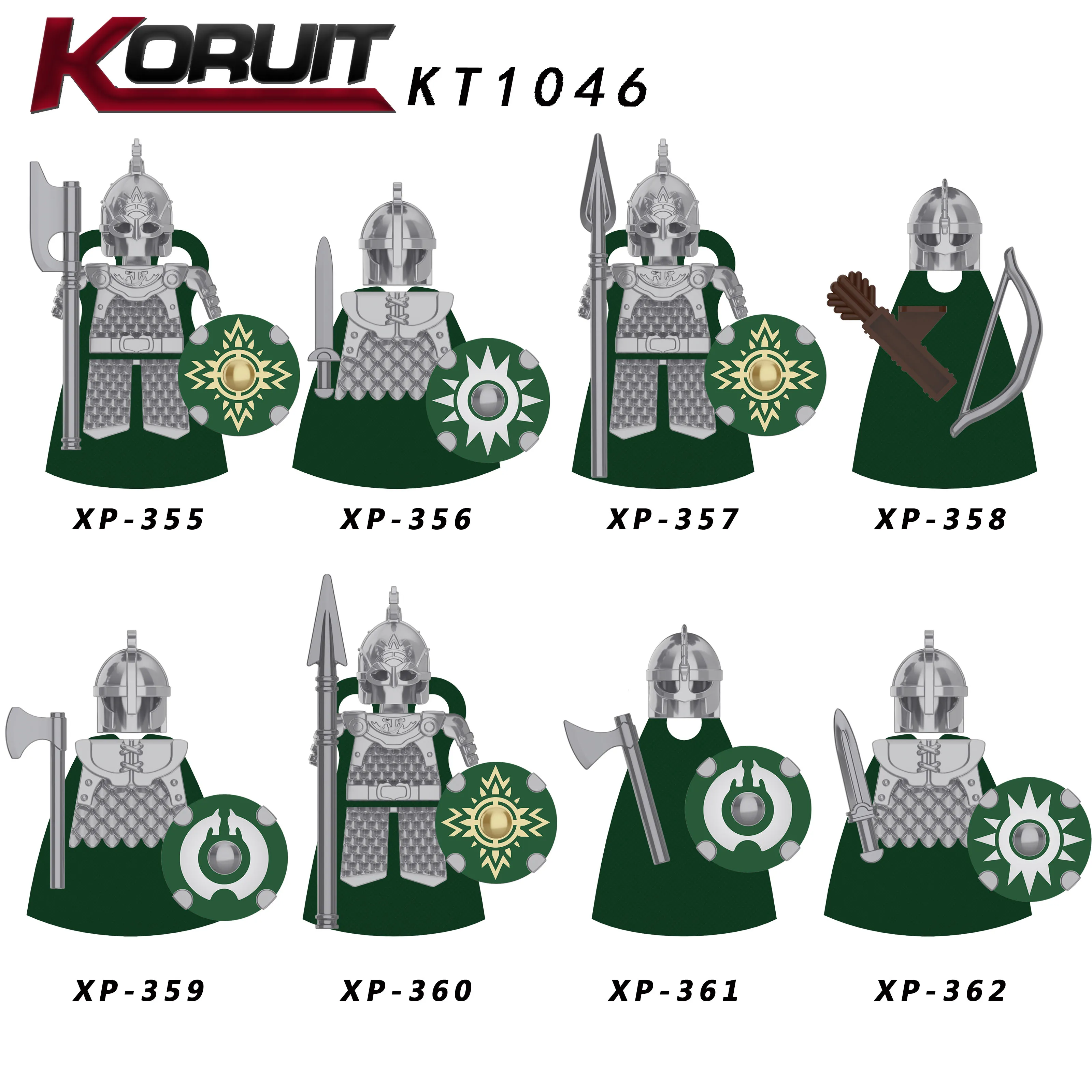 

Medieval Knight Lord Rohan Royal Guard Figures Warrior Shield Weapon Armor Building Blocks Bricks Minifigures Toys Kids Gifts