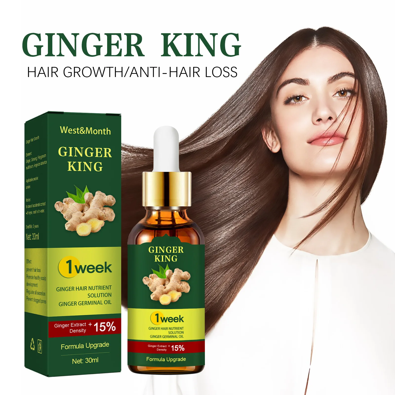 Ginger Hair Growth Essence Nourishing Hair Nutrition Hair Care Oil Dense Hair Ginger Nutrient Solution To Prevent Hair Fall