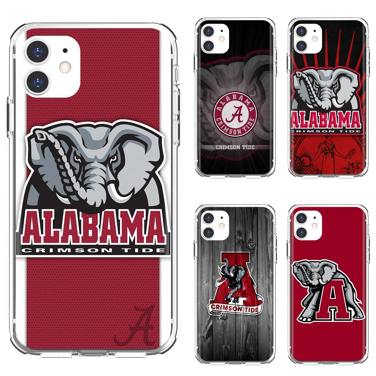 

For iPhone 10 11 12 13 Mini Pro 4S 5S SE 5C 6 6S 7 8 X XR XS Plus Max 2020 Phone Covers Alabama-Crimson-roll-Tide-Logo
