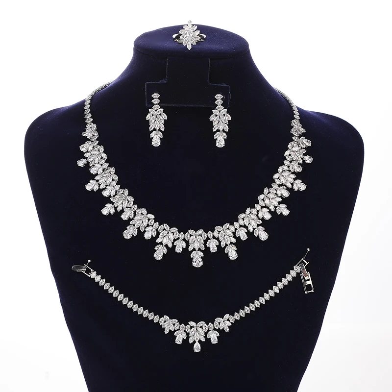 

Jewelry Set HADIYANA Classic Ladies Wedding Necklace Bracelet Ring Earring High Quality Zirconia BN7988 Women Dress Accessories