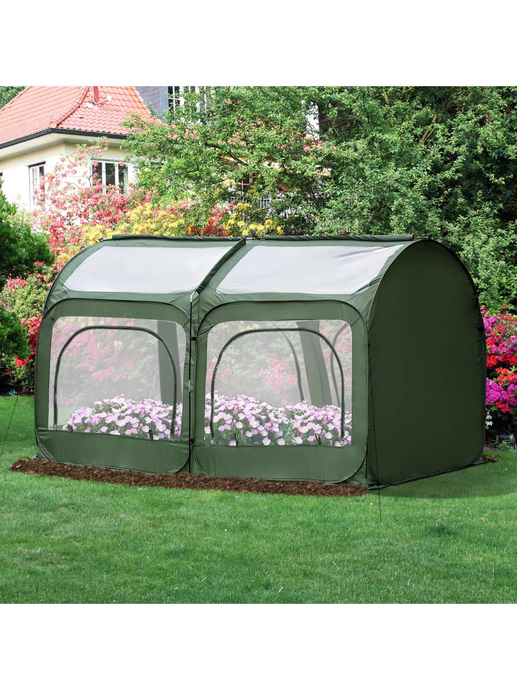 

8' x 4' x 4' Portable Pop Up Greenhouse with 4 Doors Outdoor PVC Cover