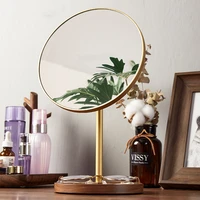 standing desk vanity round hand bathroom mirror table hairdresser gold cosmetic mirror decoration home espelho makeup mirror