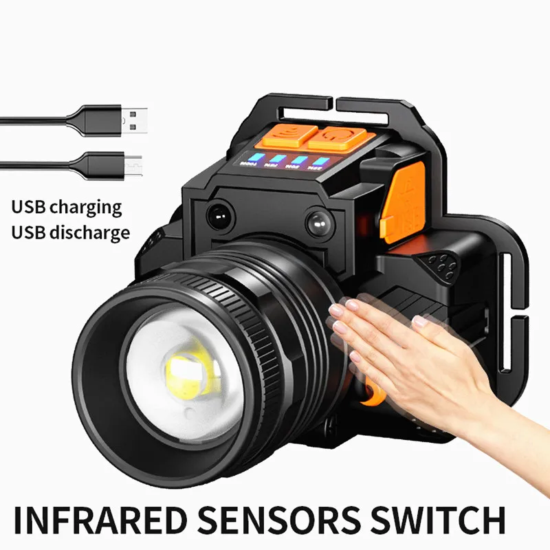 

Ultra-Bright Light Induction Headlight Miner's Lamp USB Charging Emergency Smart Head-Mounted Outdoor Lighting Flashlight
