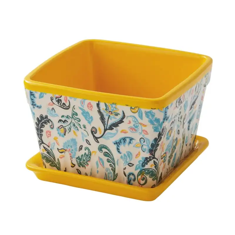 

Toss 6" Square Ceramic Planter, Yellow