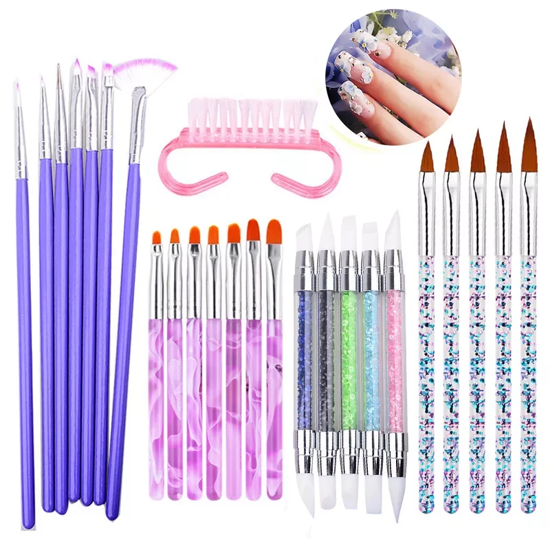 

NEW Nail Art Brush Set for Manicure Rhinestone Acrylic Paint Brushes Kit UV Gel Polish Nails Lining Pen Gradient
