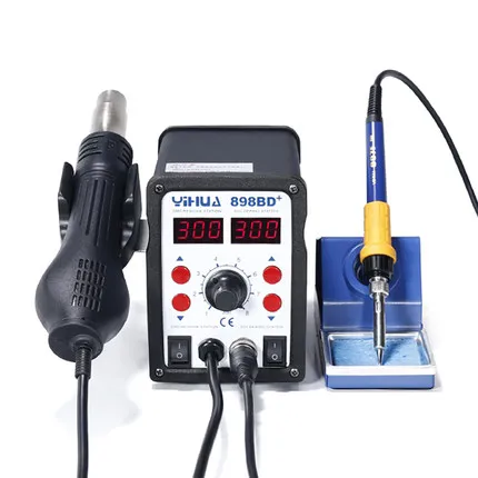 898D+ 2 in1 Rework Station Hot Air Gun + Solder Iron SMD Hot Iron Soldering Station Soldering Station electronic welding machine