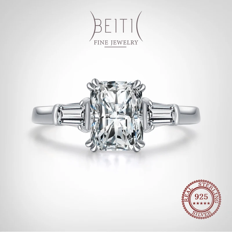 

Beitil Роскошные прямоугольные сверкающие CZ кольца для женщин подлинные 925 пробы серебряные Простые геометрические ювелирные изделия