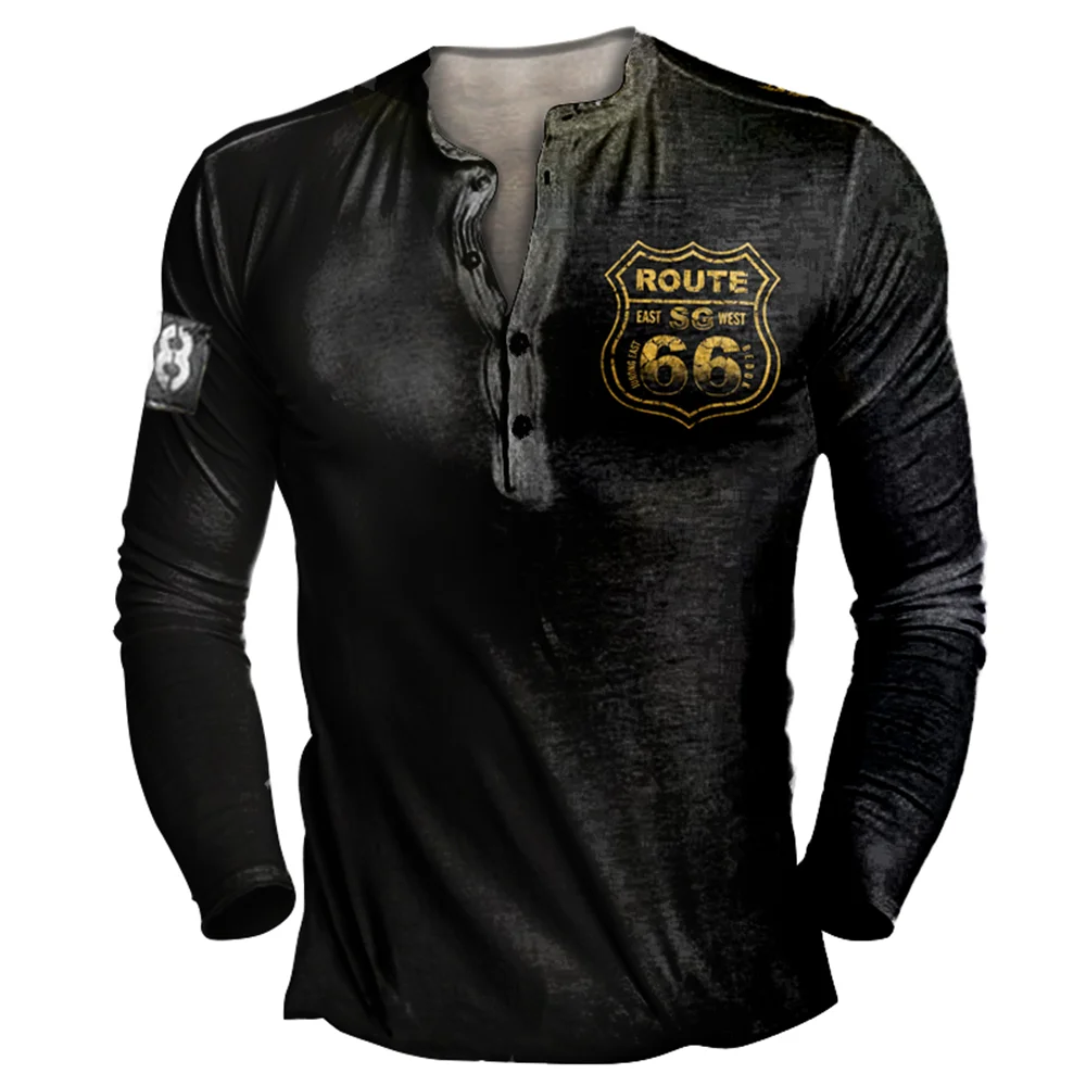 Мужская хлопковая рубашка с длинным рукавом повседневная Винтажная футболка
