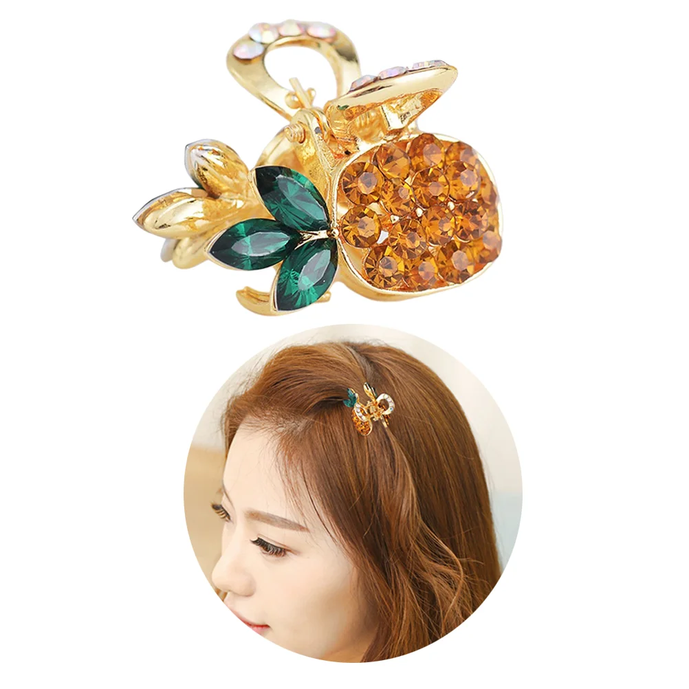 

Pineapple Hairpin Hair Clip Jaw Alloy Girlsheaddress Creative Clamps Grip Claw Clips Rhinestone Hairpinswoman Girl