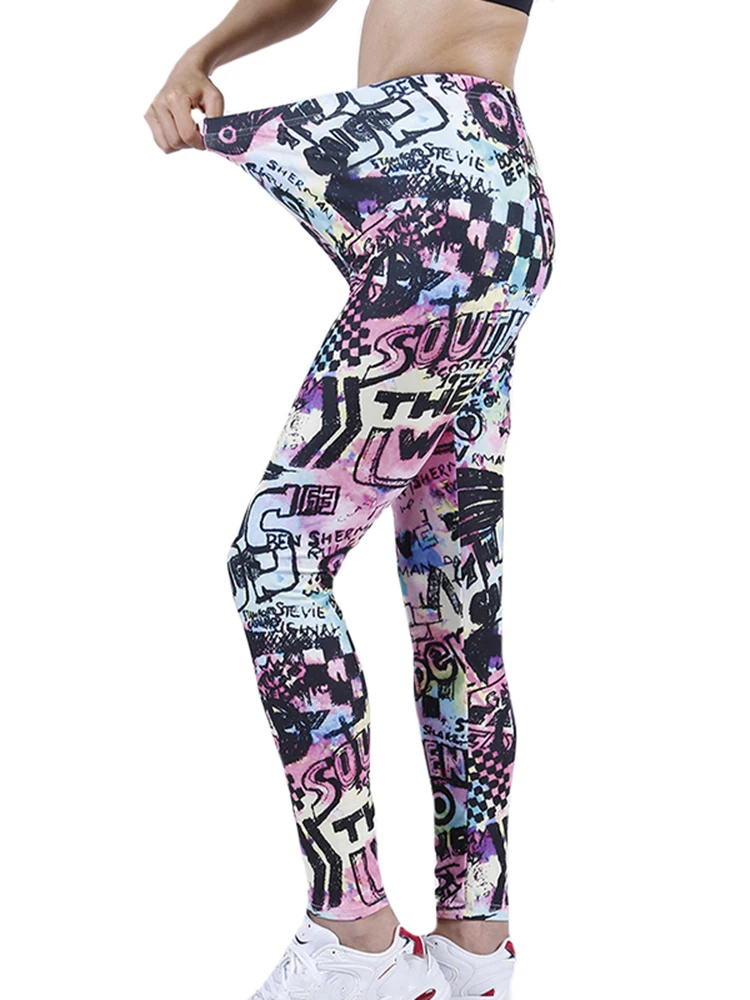 

NDUCJSI Hot Sale Women Leggings Printed Punk Girl Leggins Fitness Workout Pants Long Stretchy Running Gym Sport Elastic Pants