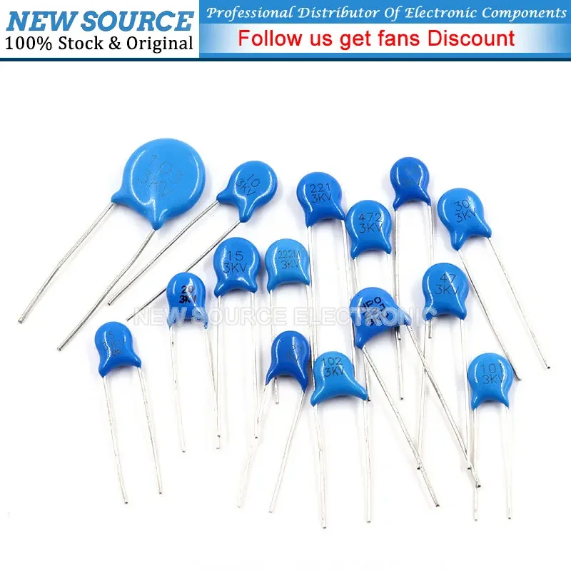 20 шт. 3KV 2KV 1KV 5PF 47PF 100PF 220PF 1NF 2.2NF 3.3NF 4.7NF 10NF 22NF 10PF 20PF 22PF 27PF 30PF Высоковольтные