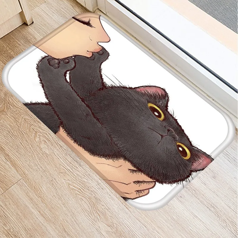 

Милый кошачий ковер, вход, рандомный разноцветный Противоскользящий ковер для помещений, балкона, современная кухня, домашний декор, ковер, ...