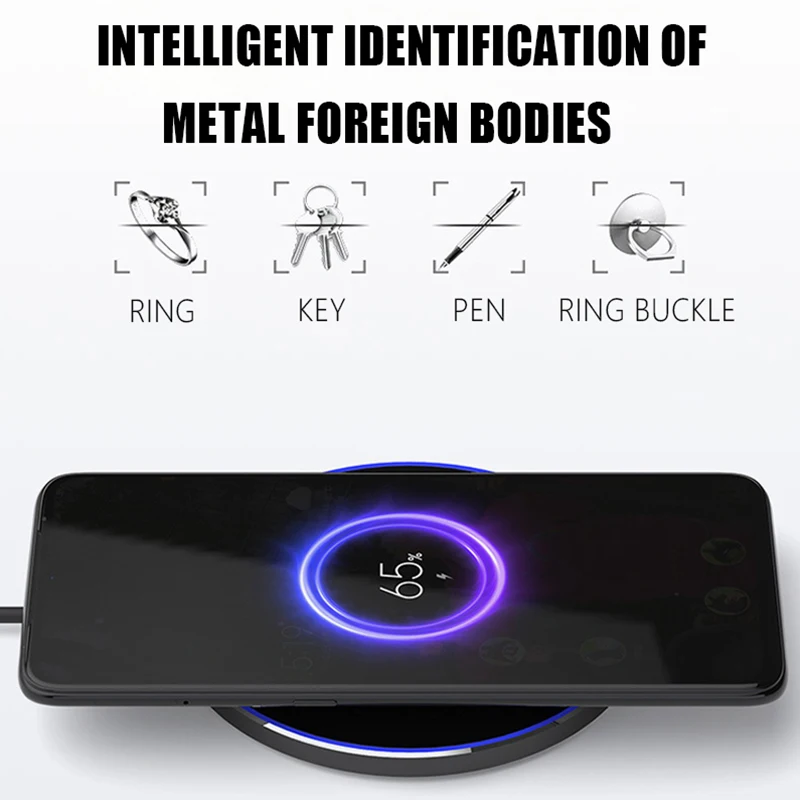 15 Вт Беспроводное зарядное устройство стеклянный зеркальный металлический