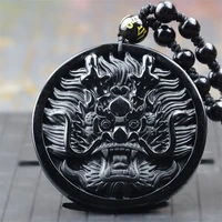 hot selling natural handcarve obsidian dragon brand necklace pendant fashion jewelry accessories men women luck gifts