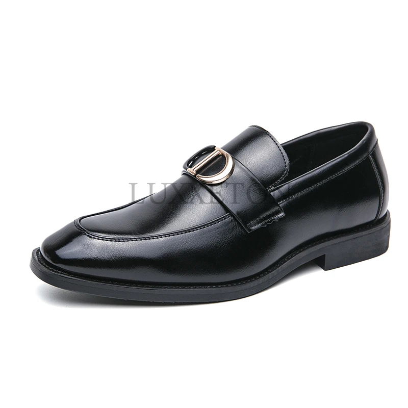 

Black Men Loafers Pu Leather Square Toe Slip-On Business Mens Formal Shoes Handmade Dress Shoes Size 38-46 Men ShoesMen Dress S