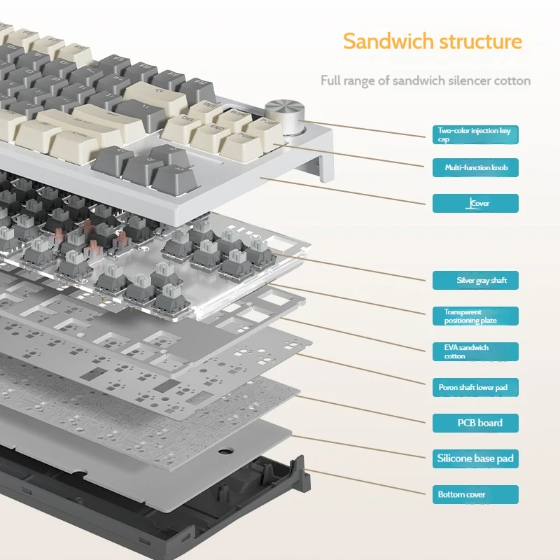 LT84Third Mock Examination Беспроводная механическая клавиатура Bluetooth Проводная зеленая ось
