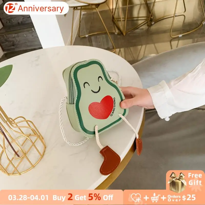 

Fashion Cartoon Avocado Children Coin Purse PU Leather Baby Girls Love Mini Crossbody Bags Boys Cute Small Wallet Accessories