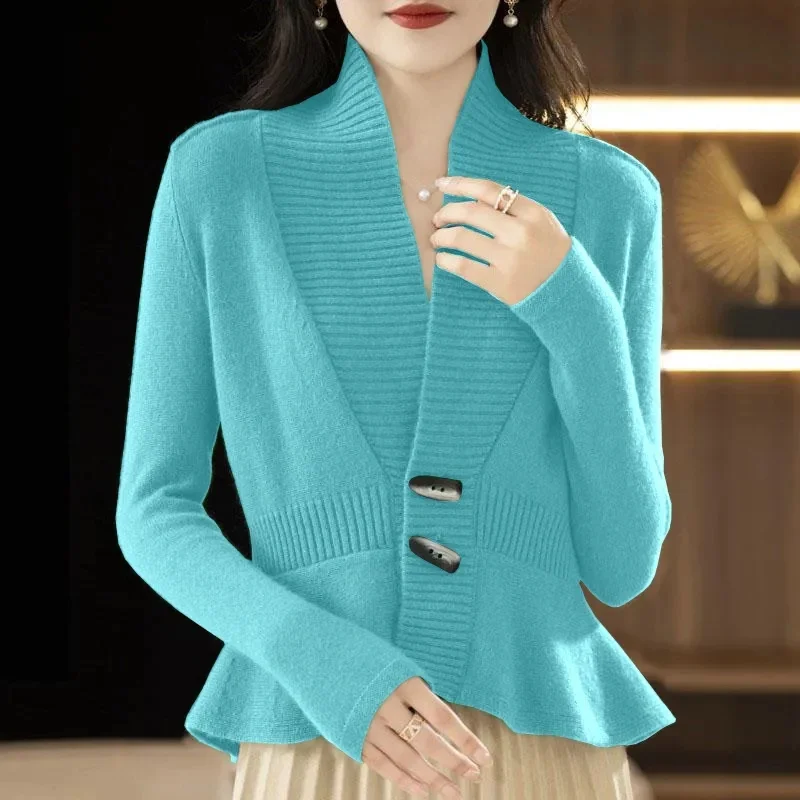 Элегантные фиолетовые весенне-осенние свитера кардиган модная женская новинка