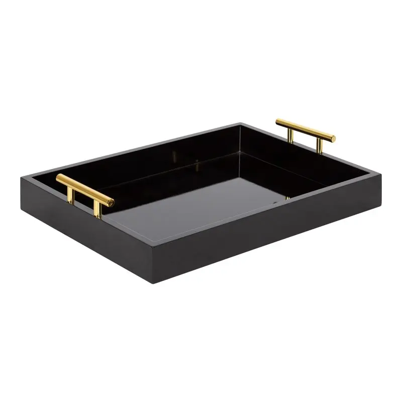 

Lipton Decorative Modern Rectangular Tray, 16.5 x 12.25, Black and Gold, Chic Serving Tray for Storage, Organization, and Displa