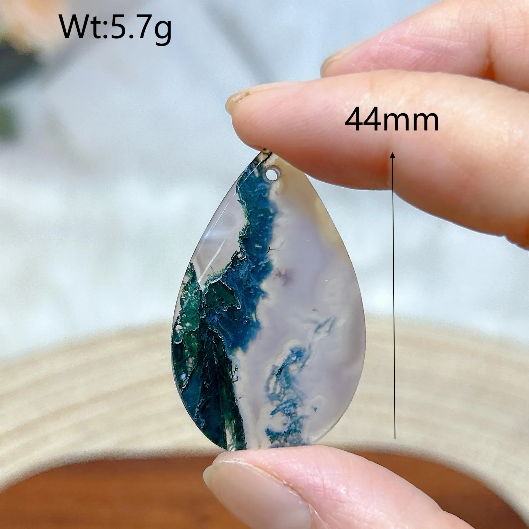 Натуральный кристалл мох агат подвеска