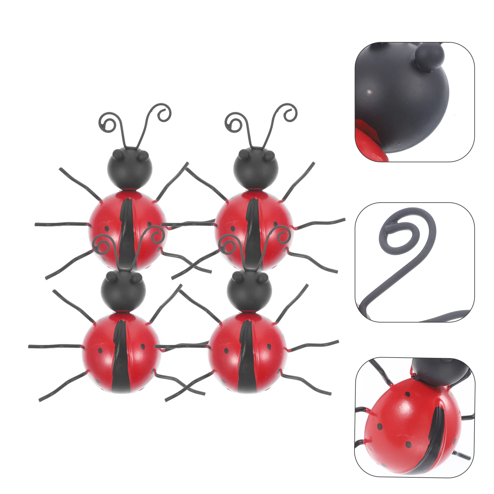 

4 шт. деревенские украшения, садовая настенная статуя с животными, божья коровка, домашний декор, железная металлическая божья коровка, украшение, декоративная настенная Божья коровка