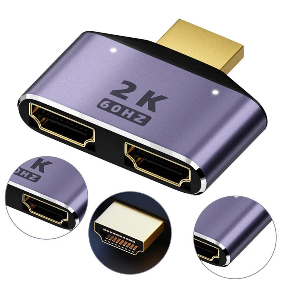 

HDMIto Dual HDMIAdapter HD 2K Dual Output Splitter Monitor Adapter 1 to 2 HDMIMale to Two HDMIFemale Adapter Splitter
