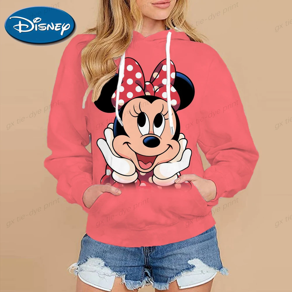 

Funny Disney Mickey Minnie Print Hoodie Women Kawaii Cartoon Tops Sweatshirt for Girls Fashion Harajuku Graphic Hooded Pullovers